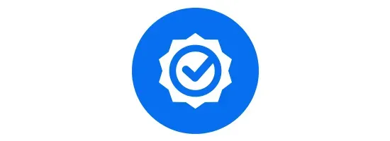 Simbolo de verificado a branco num fundo azul